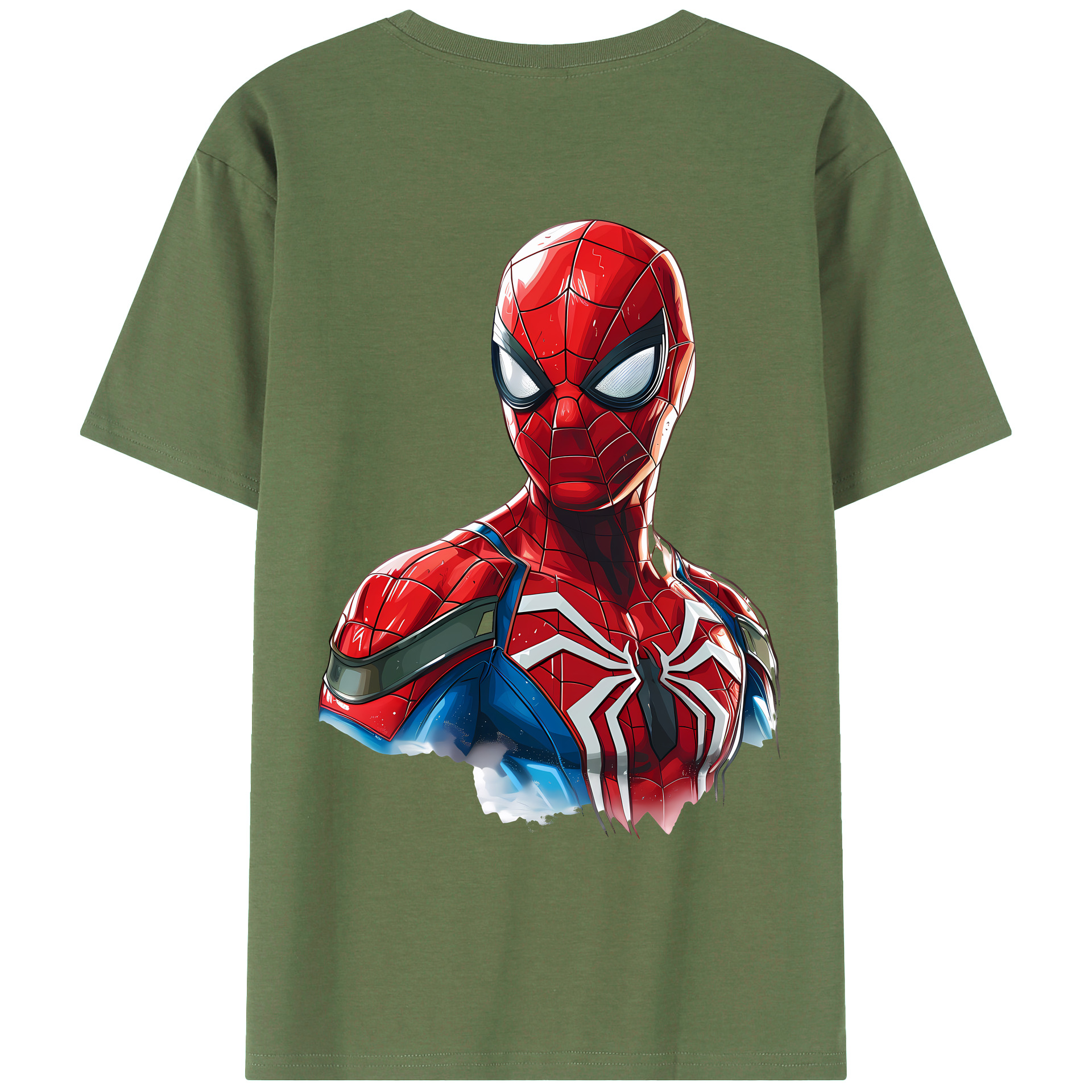 （画像用） Spider Man スパイダーマン 綿100％ メンズ半袖Tシャツ（バックプリント） 通気性